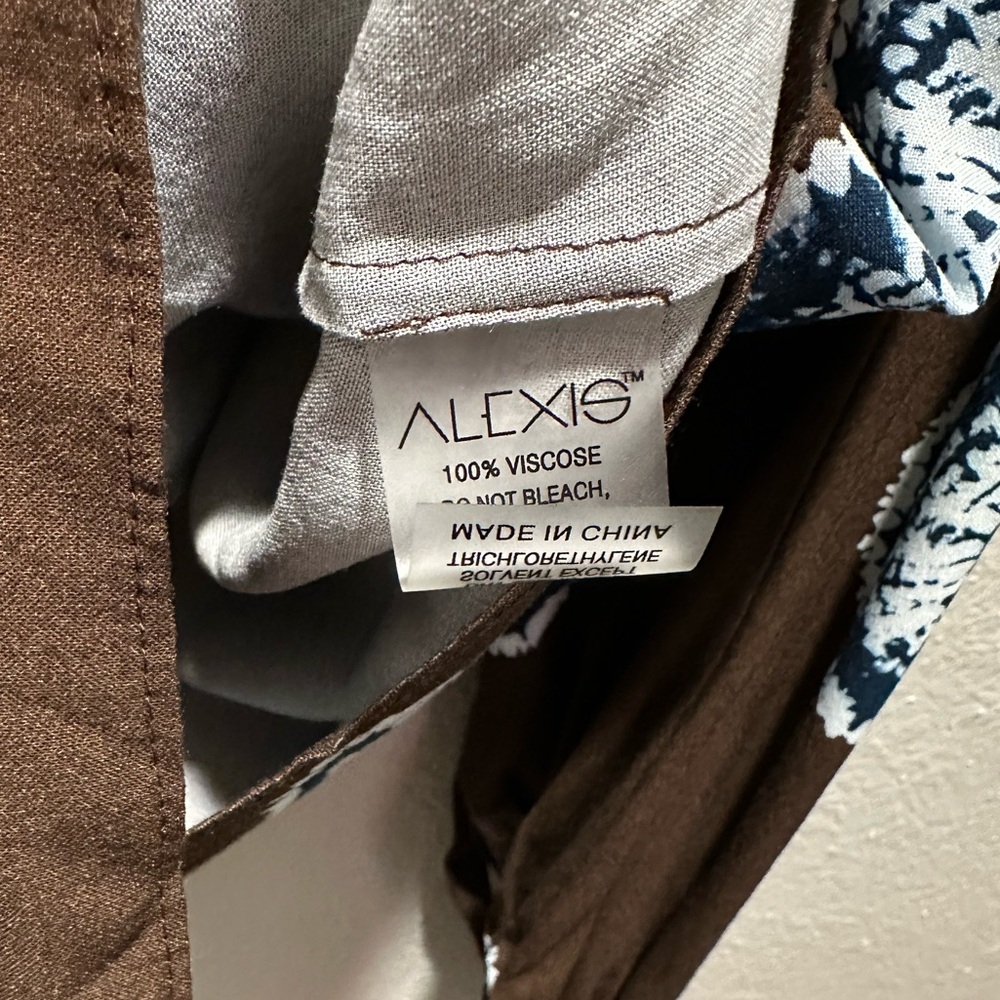 Alexis “Merlin” sapphire brown tie dye circle pattern button down blouse top S - Picture 8 of 9